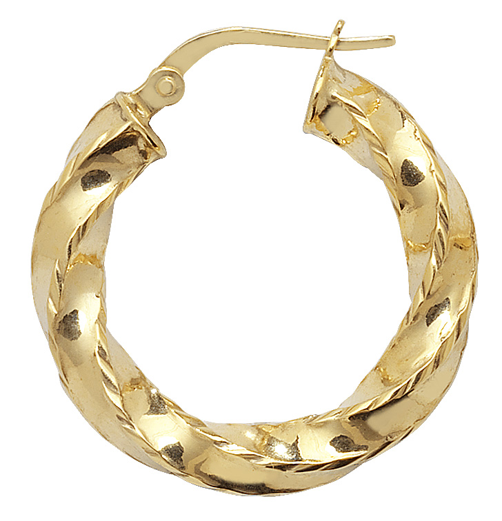 9k Yellow Gold Women Hoop Earrings – 15, 20, 25, 30, 35, 40, 50mm 218342U