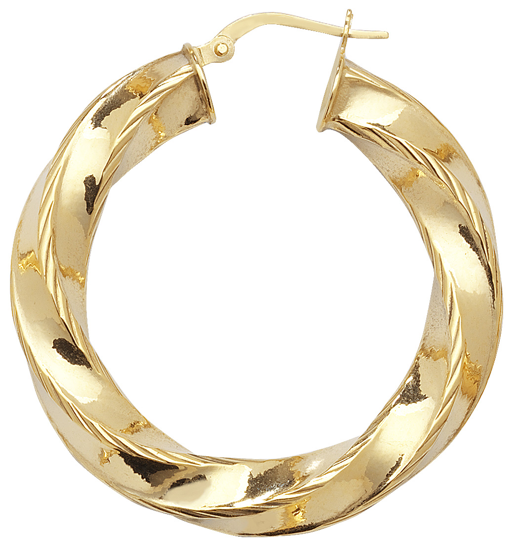9k Yellow Gold Women Twist Earrings – 25, 35, 50, 60mm 218352U