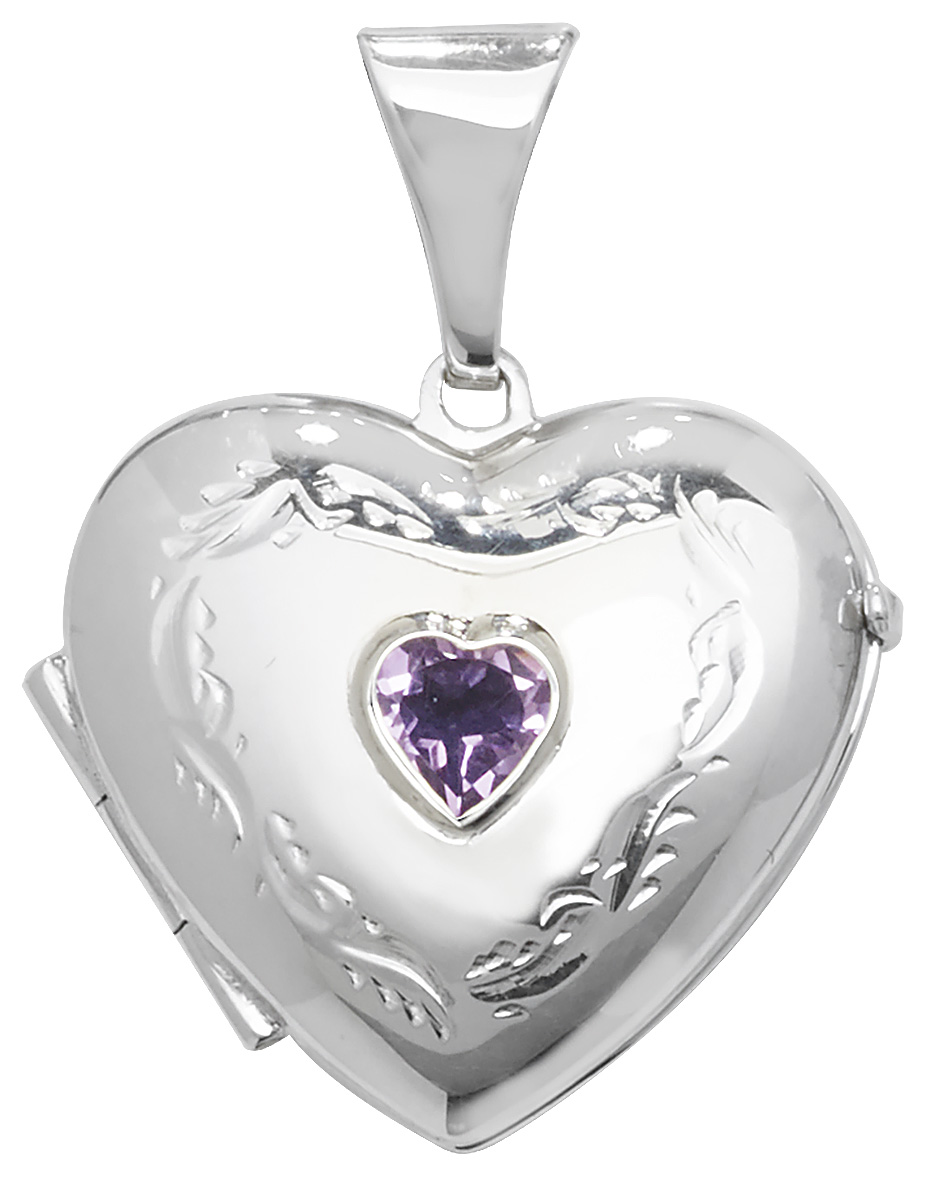 Médaillon Pendentif Femme En Argent 925 Avec Améthyste Ovale - 28x18 Mm - Neuf Avec étiquettes