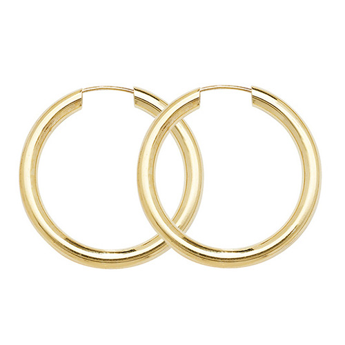 Hoop Earrings 9ct Carat Yellow Gold Ladies - 12, 16, 20, 25, 35, 45, 57, 65mm - Picture 5 of 9