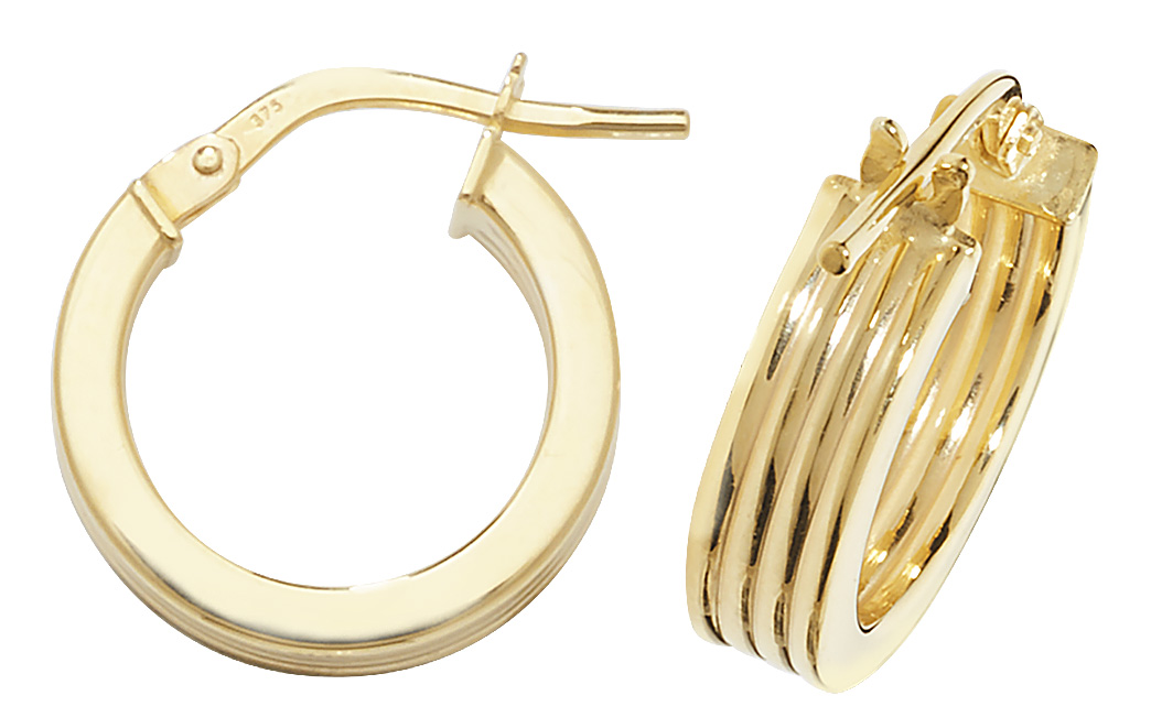 9k Yellow Gold Women Hoop Earrings – 10, 15, 20, 25, 30, 40, 50mm 231952U