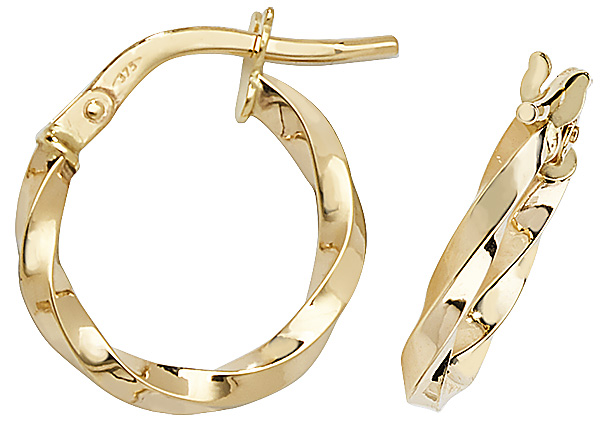 9k Yellow Gold Women Hoop Earrings – 8, 10, 15, 20, 25, 30, 40, 50mm 231957U