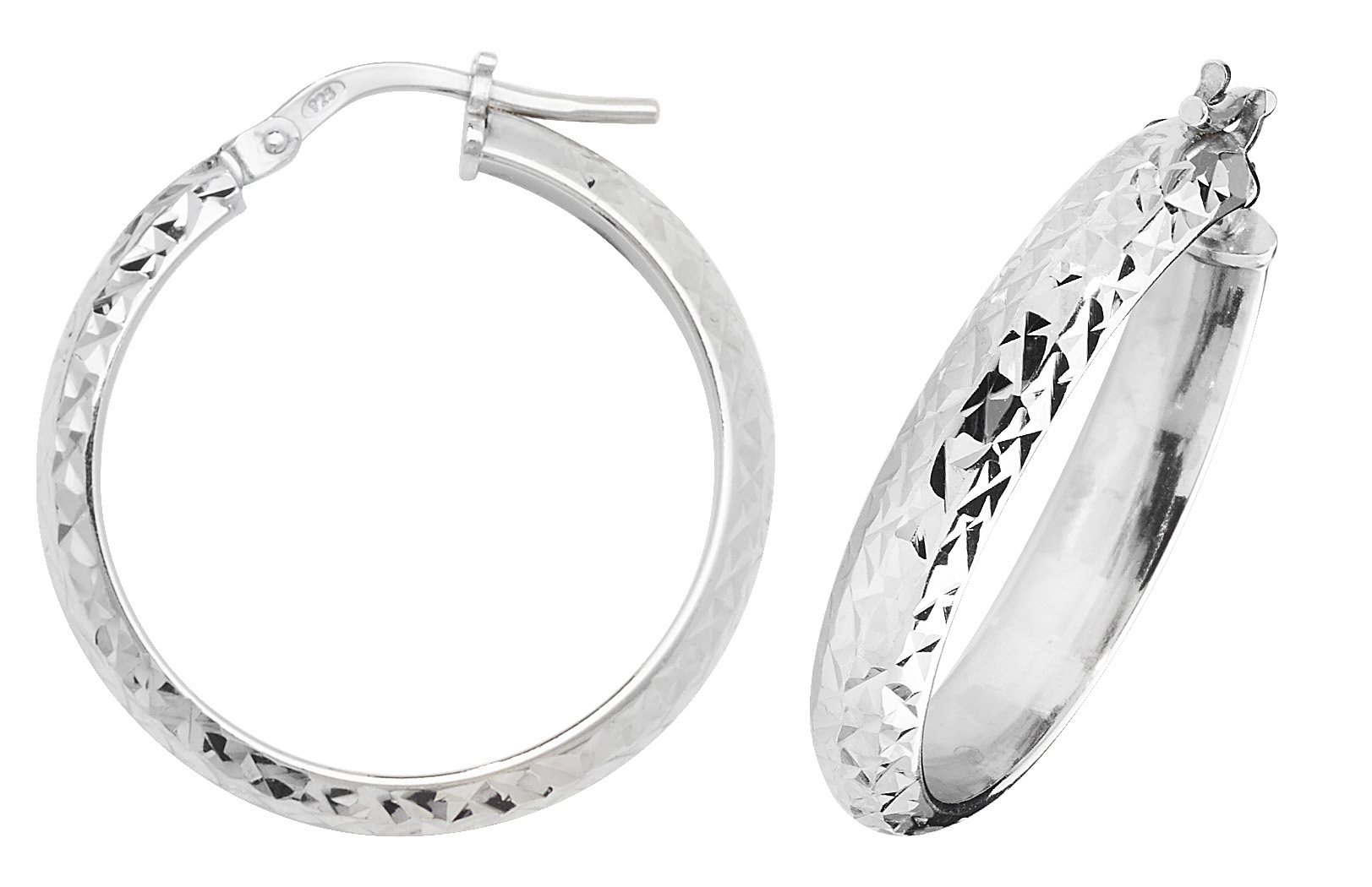 925 Sterling Silver Women Hoop Earrings – 20, 25, 30, 40mm 233807U