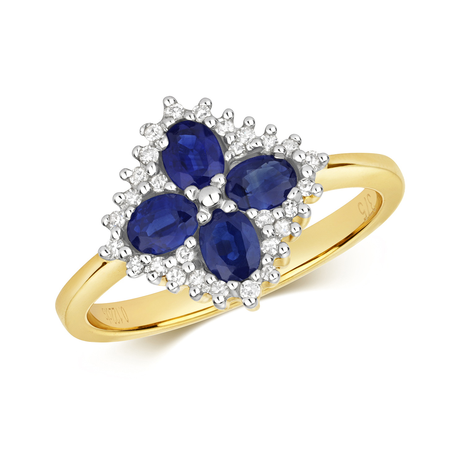 Bague En Or Jaune 18 Carats Avec Diamants – Poids 5.49 G, Diamants 0.11 Carat, Taille 55, Occasion