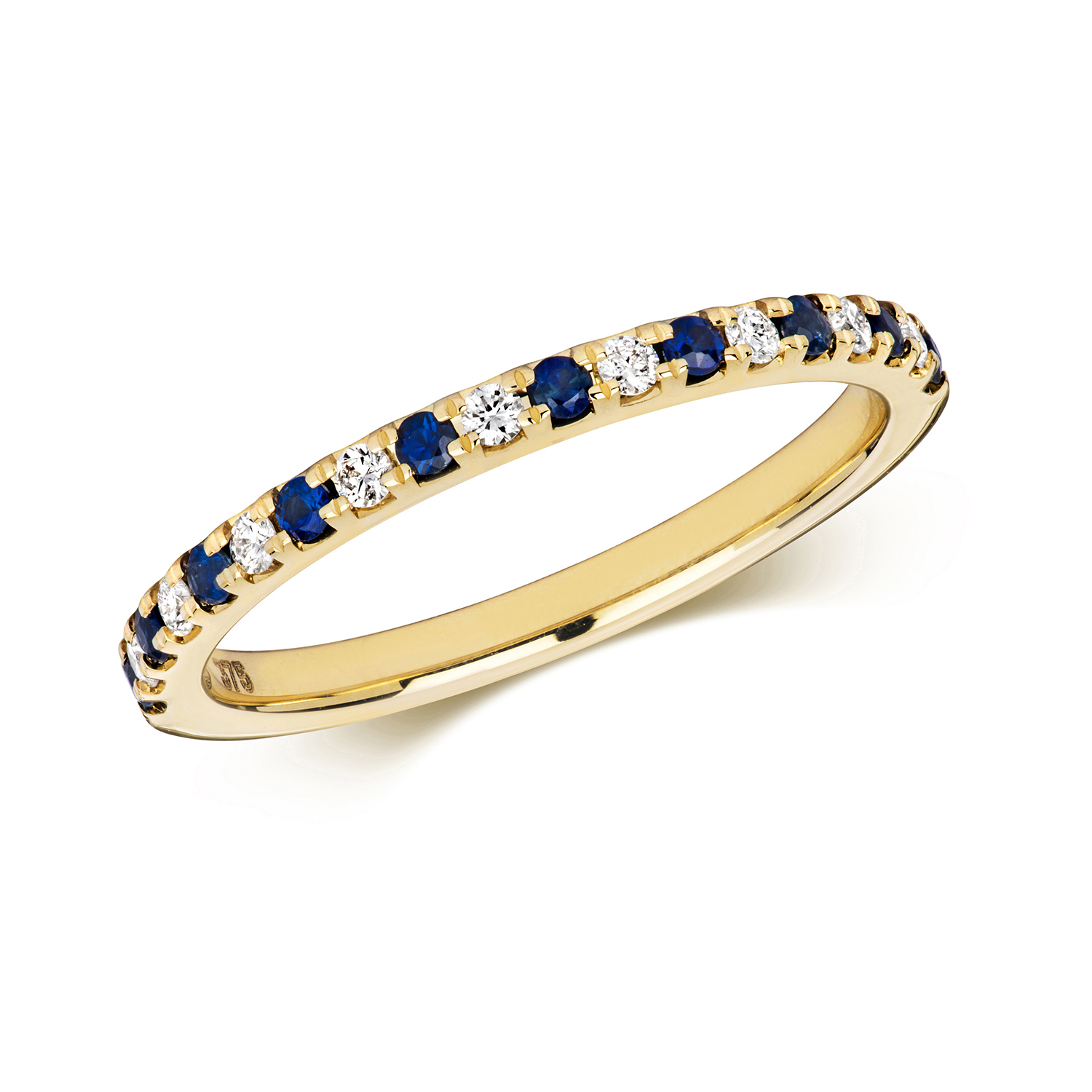 9k White/Yellow Gold Half Eternity Diamond Ring Carat with Sapphire  236872U