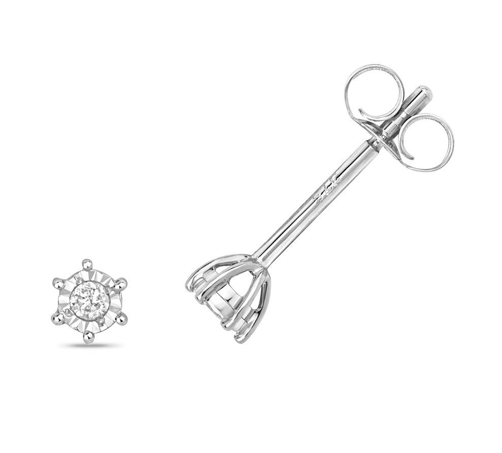 Boucles D'Oreilles Femme En Or 9ct (375/1000) Avec Diamant Et Opale - 8x5mm
