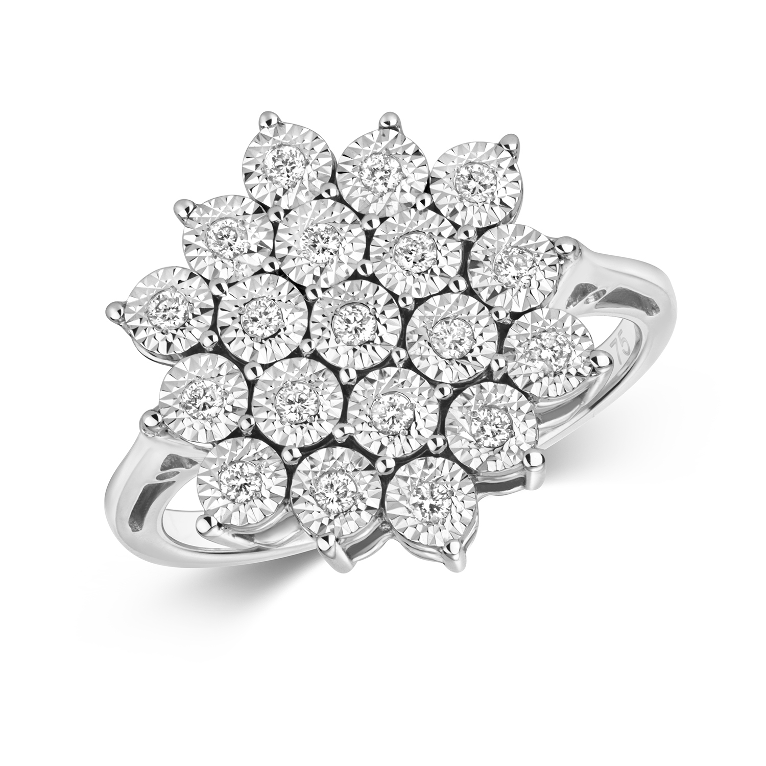 Cluster Diamond Ring 9ct Carat White/Yellow Gold Ladies 0.20 Carat