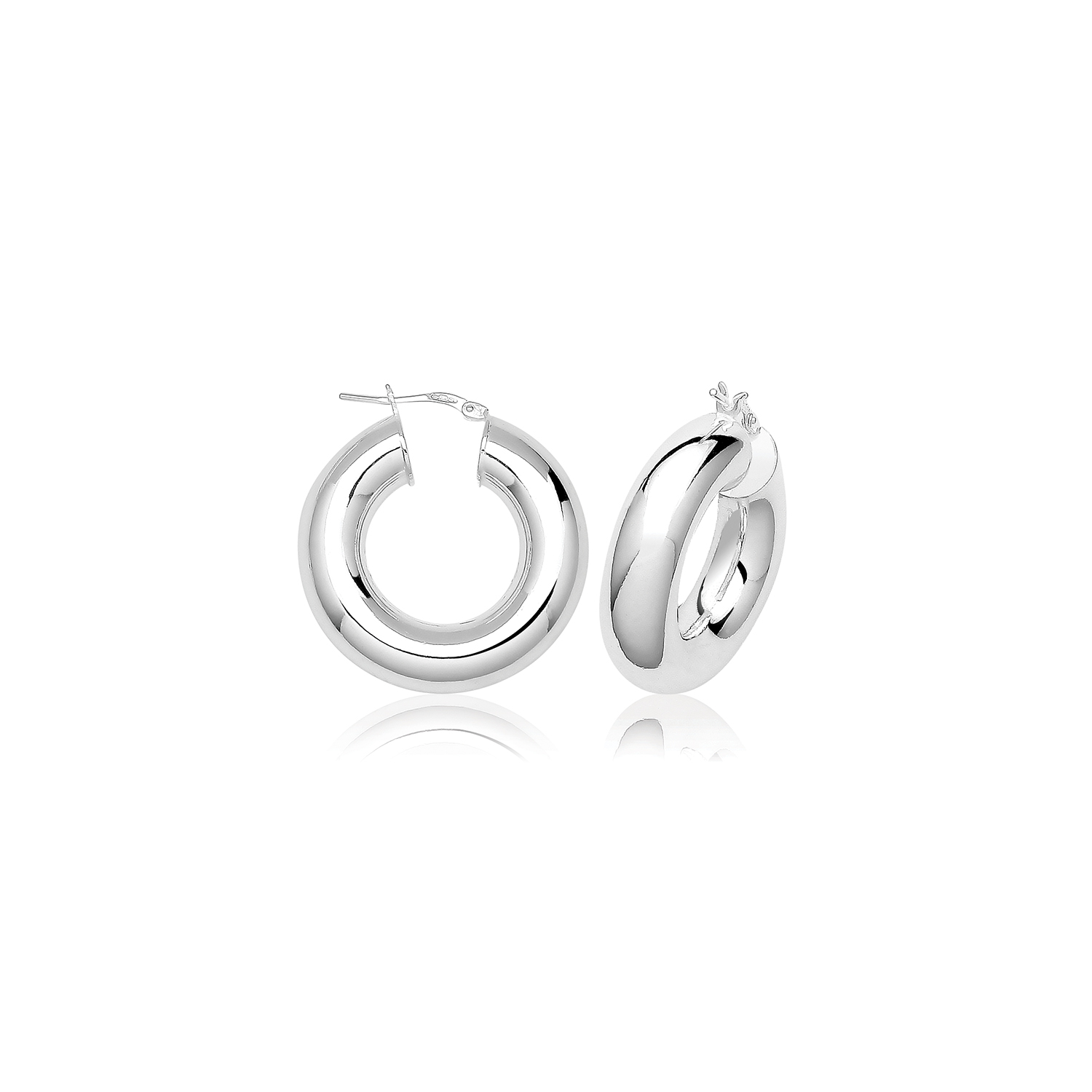 925 Sterling Silver Women Hoop Earrings – 15, 20, 25, 30, 40, 50mm 253667U