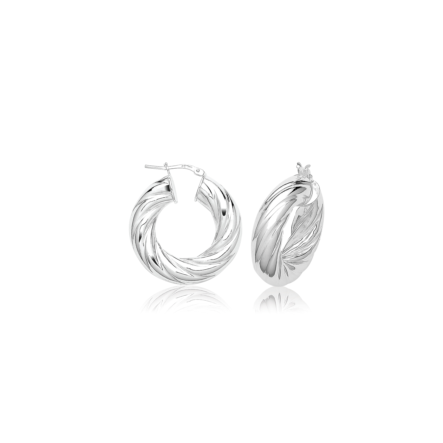 Stylish 925 Sterling Silver Twist Earrings – 15, 20, 25, 30, 40, 50mm 253672U