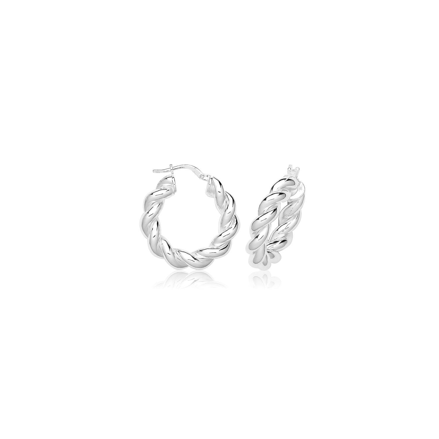 925 Sterling Silver Women Hoop Earrings – 15, 20, 25, 30, 40, 50mm 253677U