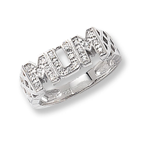 EDS Jewels 925 Sterling Silver Mum Ring – Cultured Cubic Zirconia, Multiple Sizes (J-Z), Women's