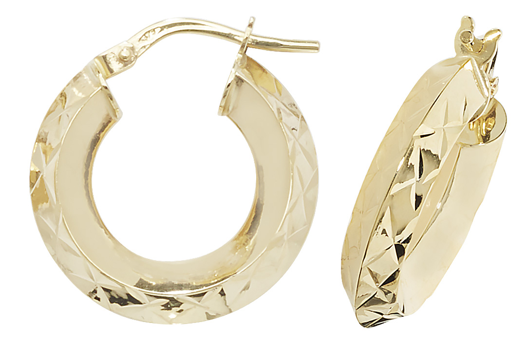 9k Yellow Gold Women Hoop Earrings – 10, 15, 20, 25, 30, 40, 50, 60mm 253747U