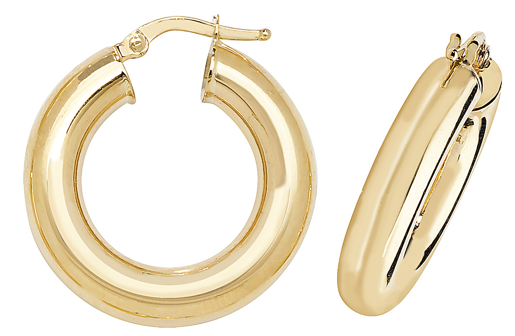 9k Yellow Gold Women Hoop Earrings – 15, 20, 25, 30, 40, 50, 60mm 253757U