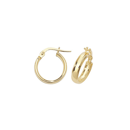 9k Yellow Gold Women Hoop Earrings – 8, 10, 15, 20, 25, 30, 40, 50mm 254857U